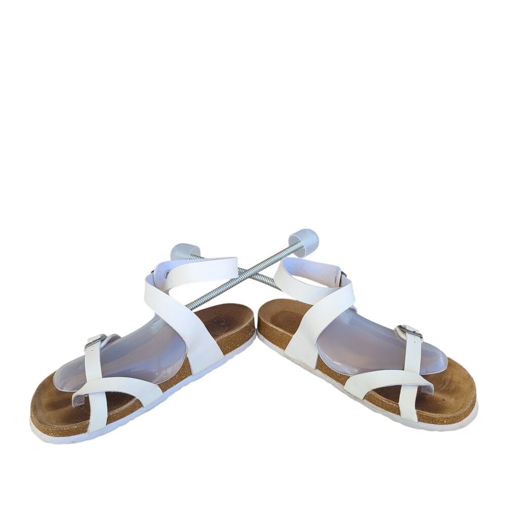 Cushionaire Lara White Strappy Gladiator Style Sandals Womens 8.5M Ankle Strap - Picture 2 of 10